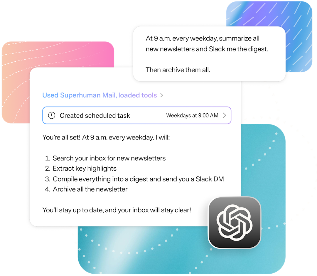 Create a scheduled task with Superhuman Mail and ChatGPT