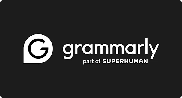 Grammarly x Superhuman logo _ white _ dark bg