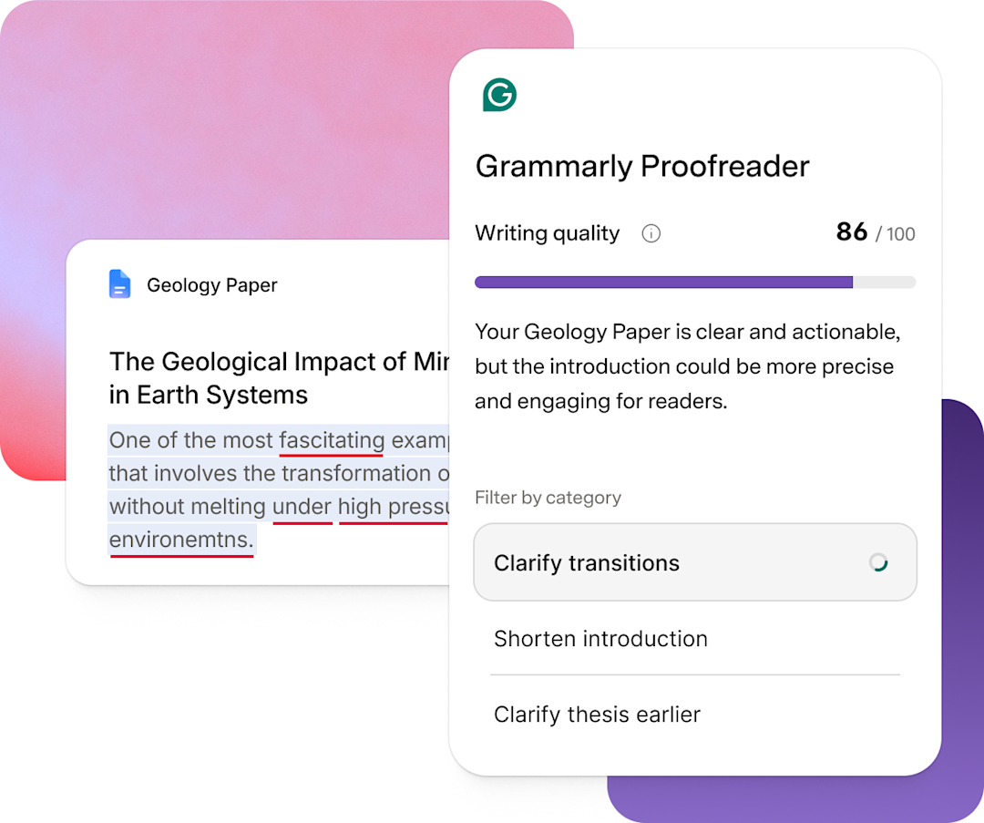 Grammarly proofreader in a geology paper