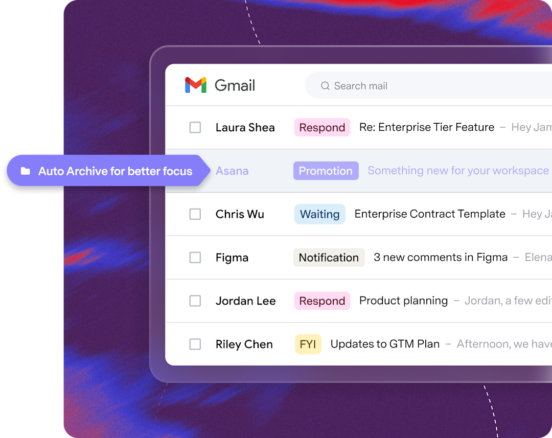 Gmail inbox with marketing and social emails automatically archived