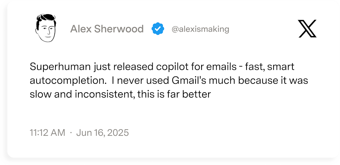 Alex Sherwood _ Superhuman Mail _ X post