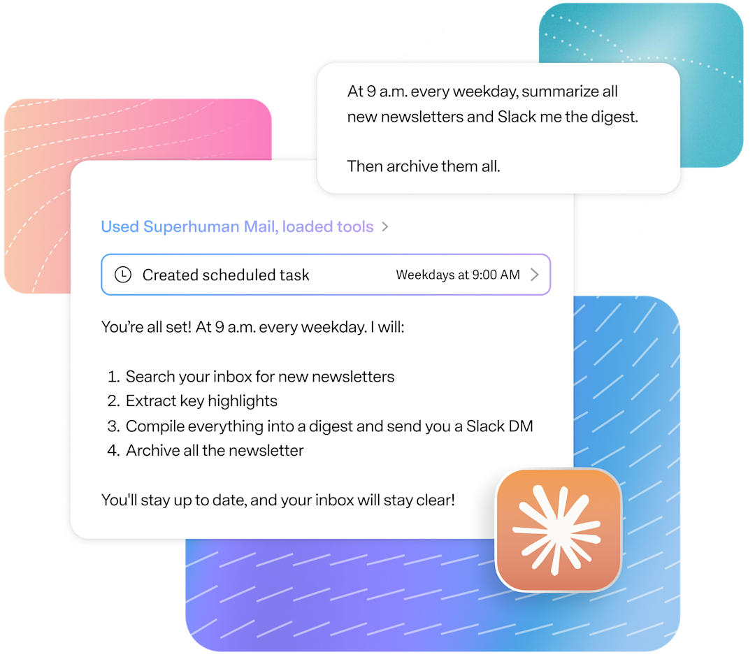 Superhuman Mail hero image featuring the Claude connector
