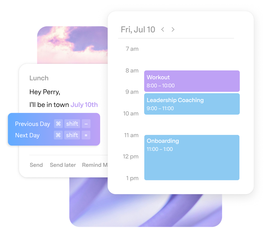 Superhuman Mail calendar