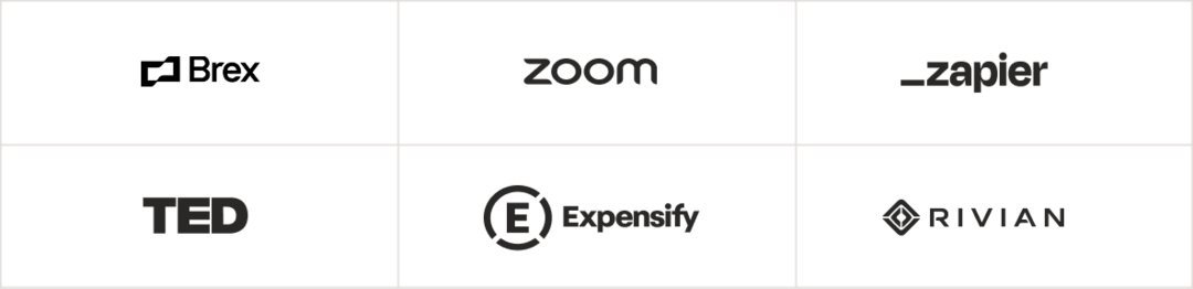 Brex, Zoom, Zapier, Ted, Expensify, Rivian