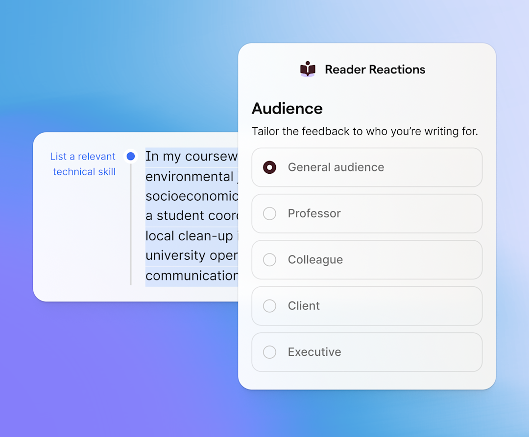 Choosing an audience using Reader Reactions agent