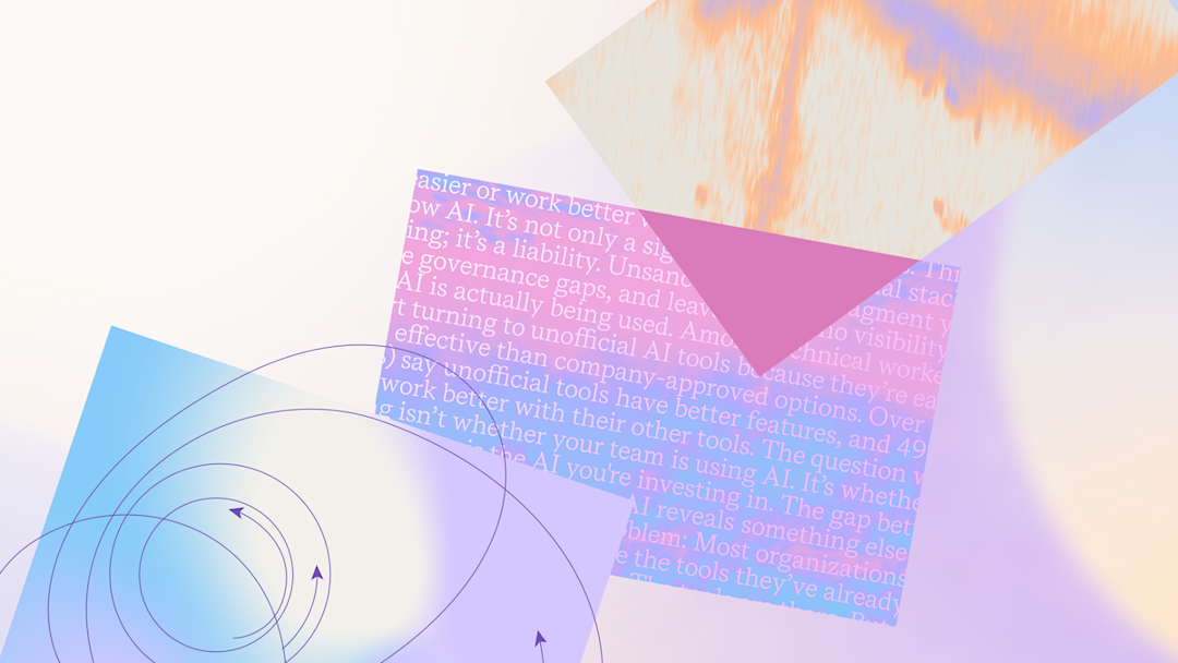 Text over abstract shapes