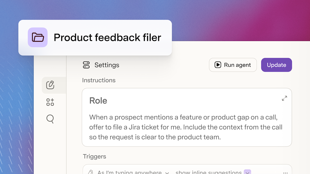 Superhuman Go agent prompt that files a product feedback ticket with call context