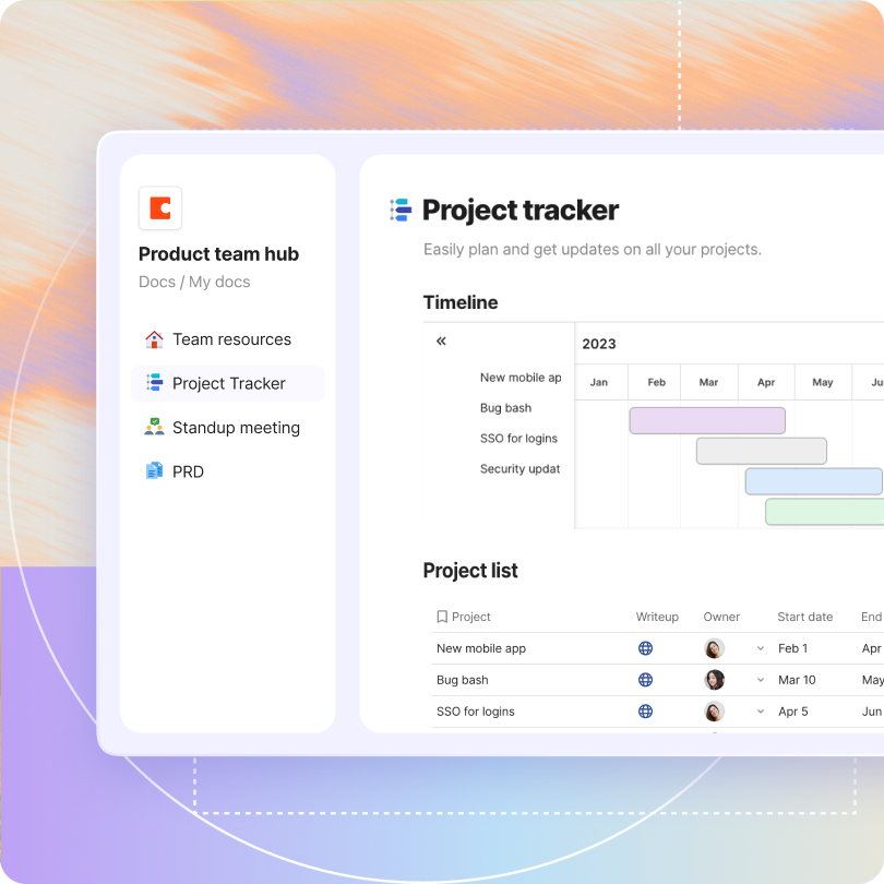 Coda Project tracker product example