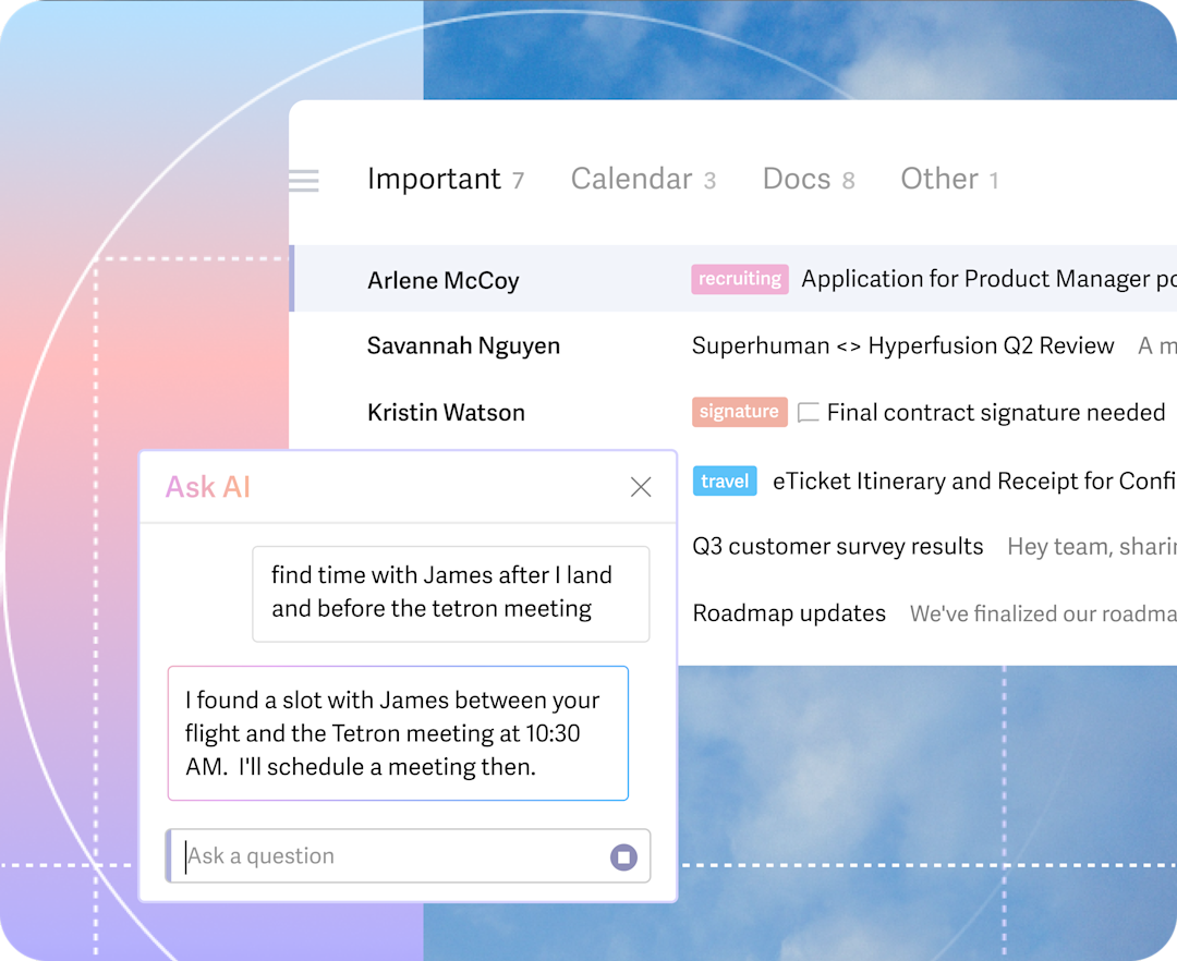 Ask AI feature in mail app