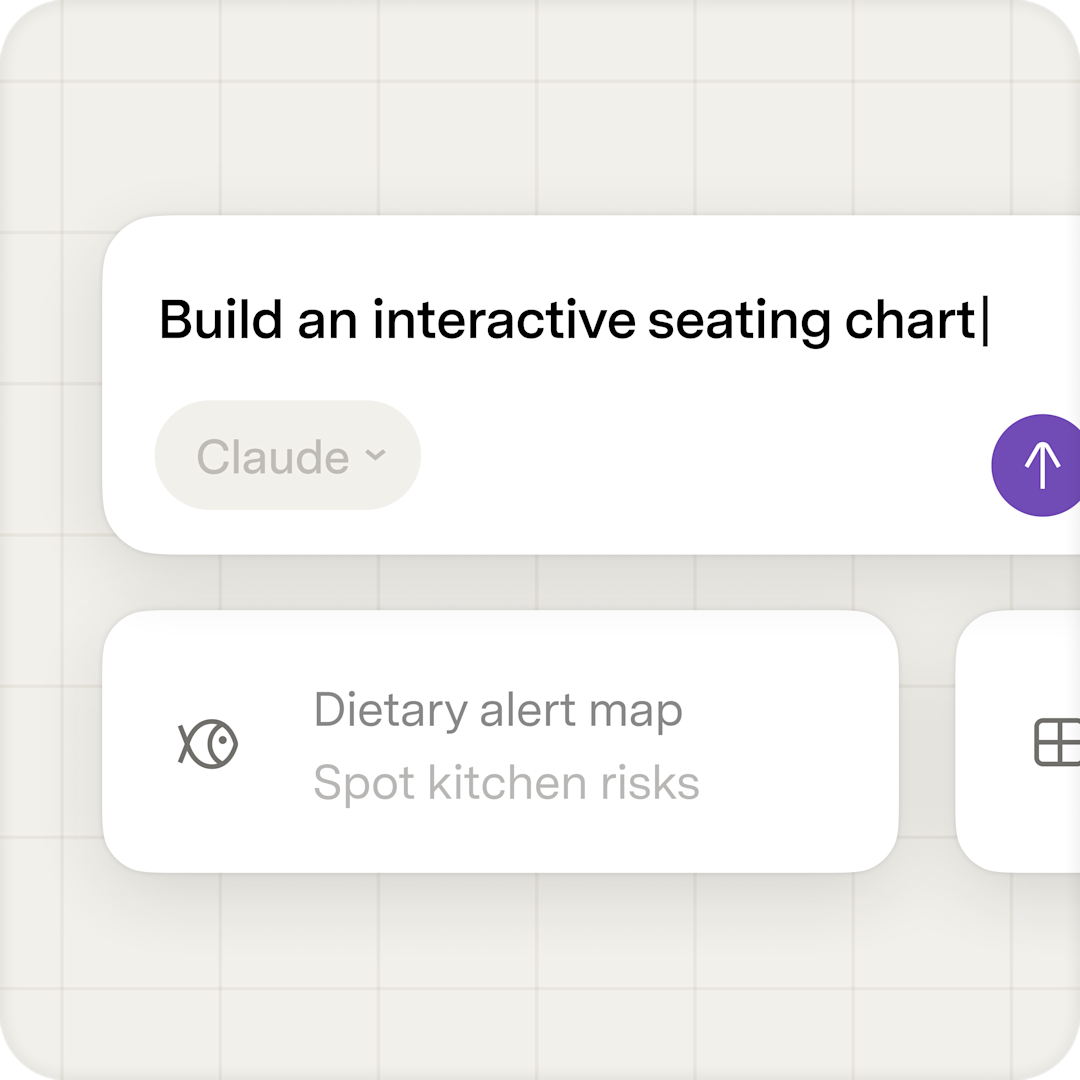 A prompt field reading Build an interactive seating chart