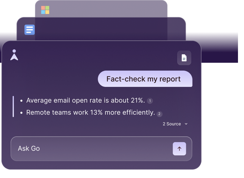 A user fact checking a report using Superhuman Go